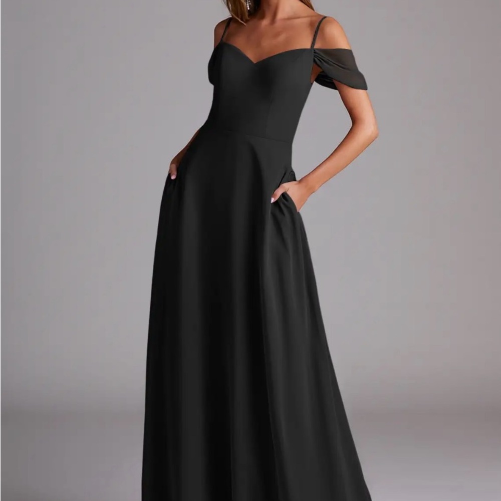 Azazie Black Chiffon Bridesmaid Dress
